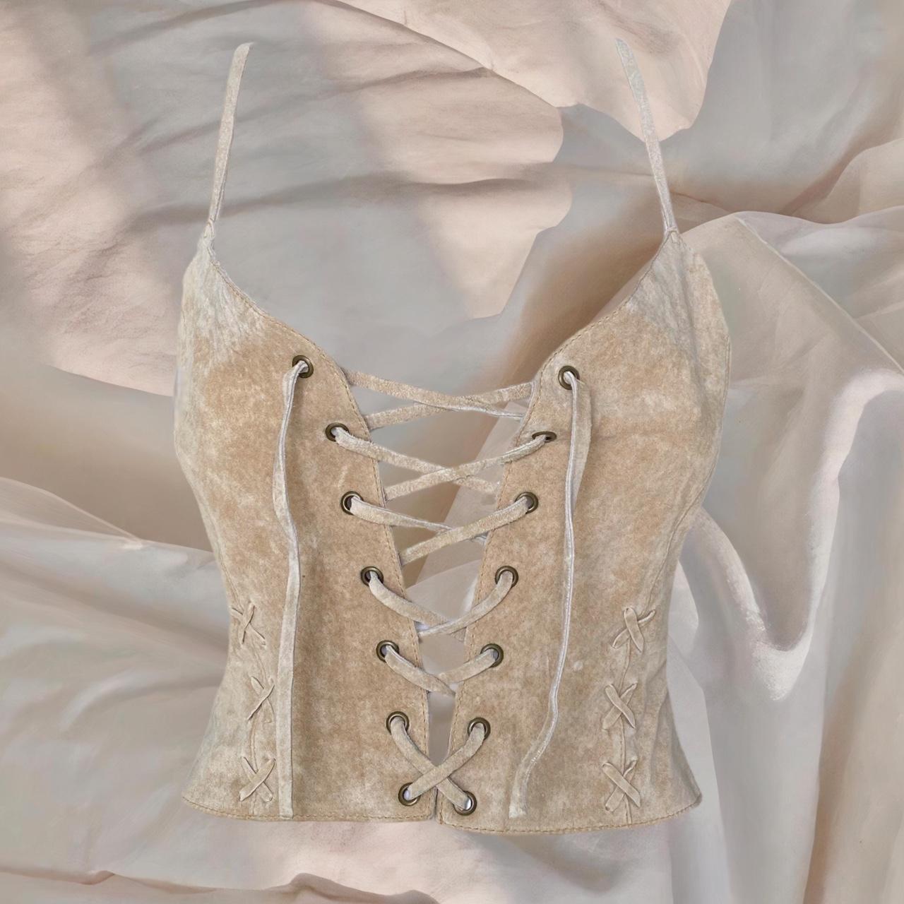La Perla shimmery rose gold leaf corset made in - Depop