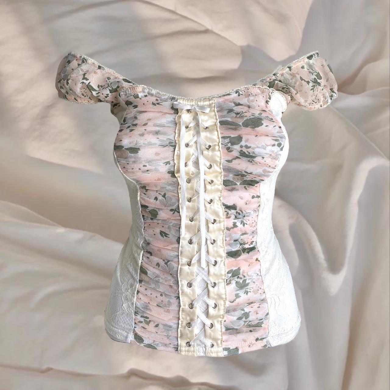 • Jane Norman Milkmaid Floral Corset Top Y2K