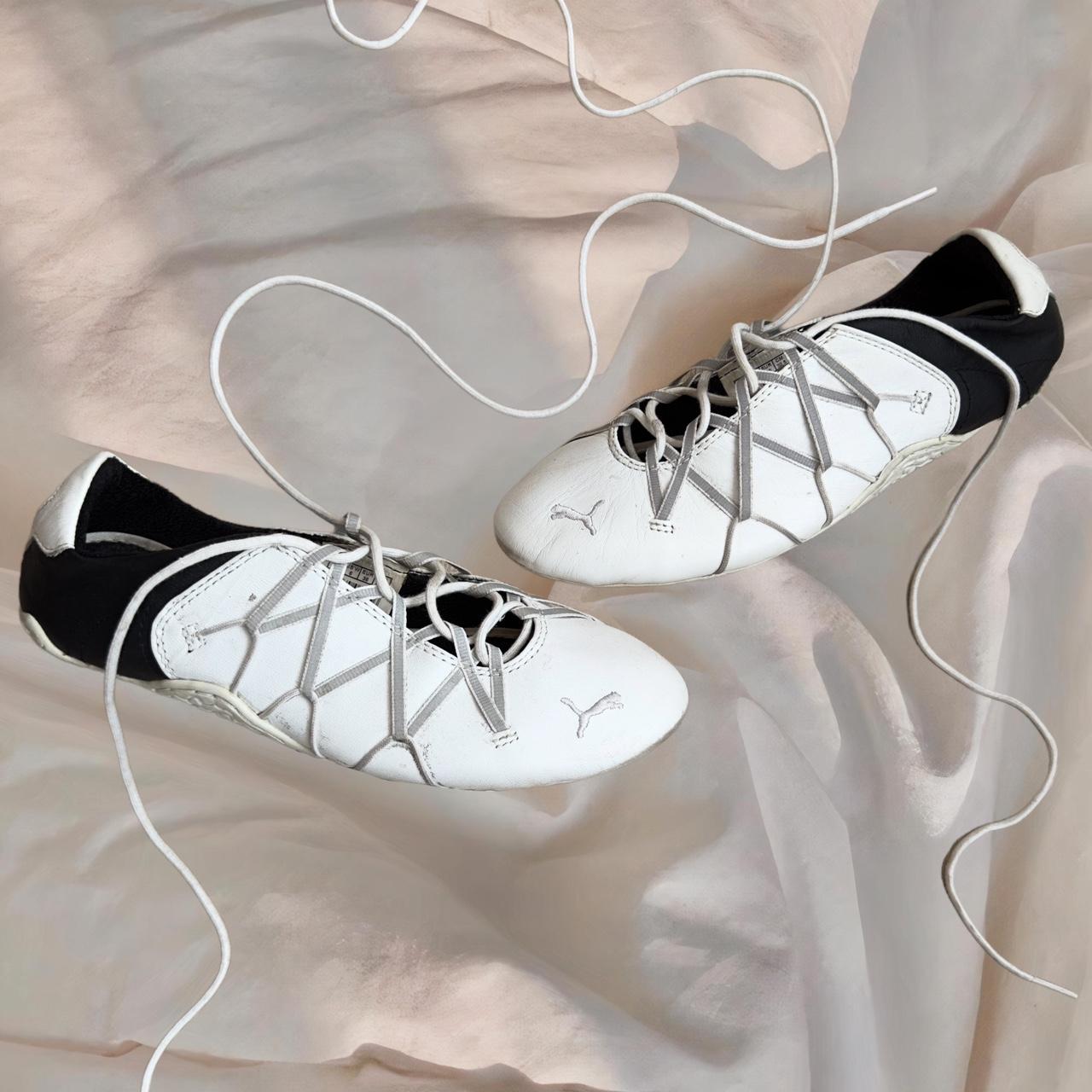 Puma Archive White Black Ballet Flats Leather Lace | Depop