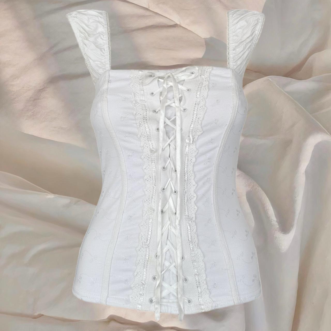• Jane Norman Iconic White Lace Up Corset Top