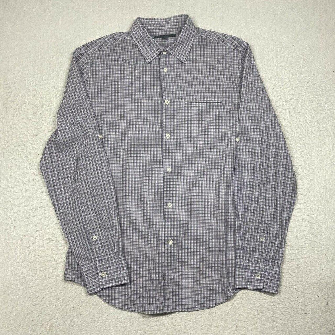 John Varvatos Mens Medium Purple Plaid Button Up... - Depop