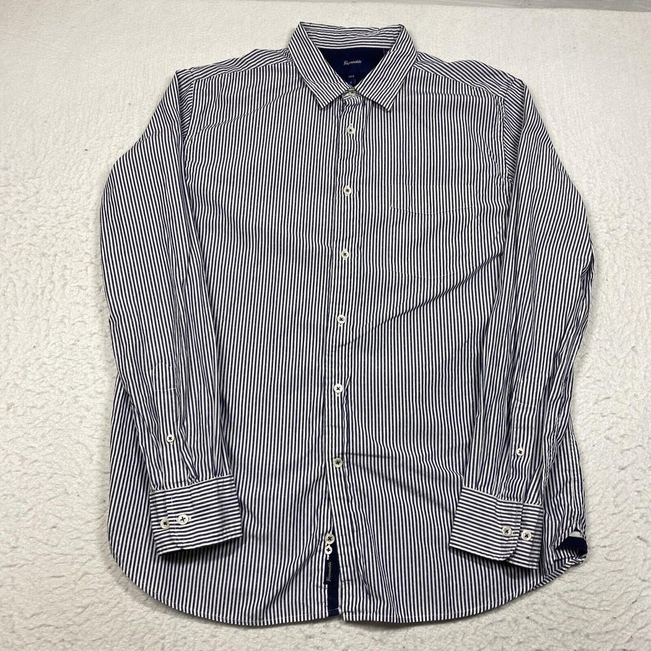 Faconnable Club Mens Large Blue Striped Button Up... - Depop