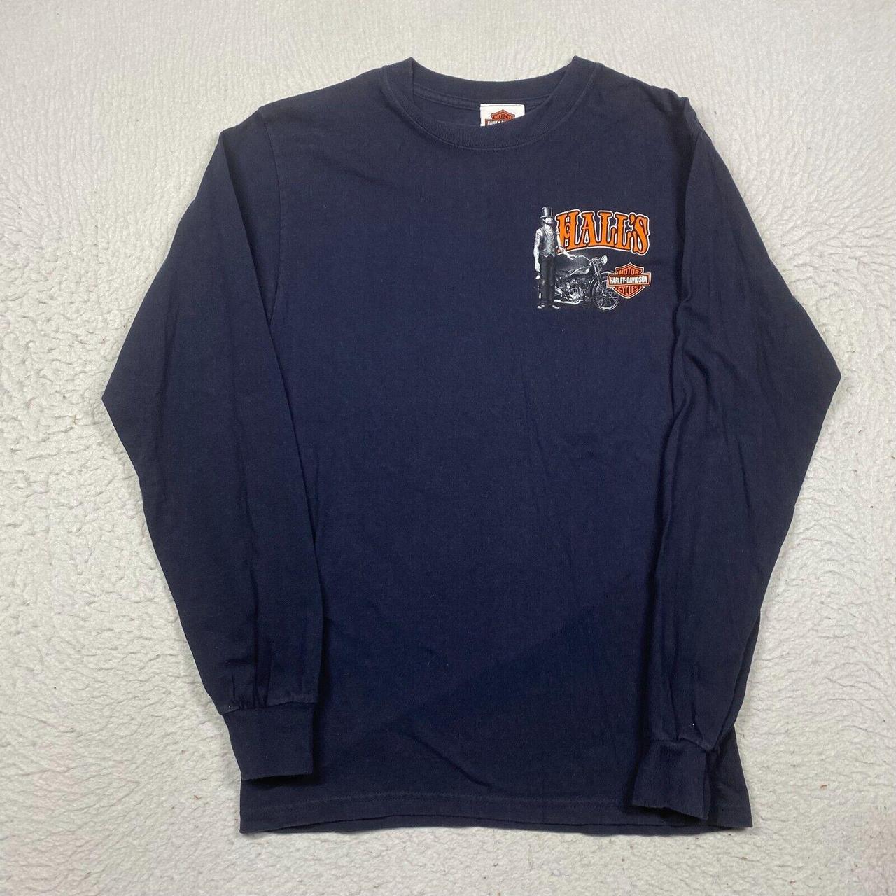 Harley Davidson Mens Small Blue Long Sleeve T Shirt... - Depop