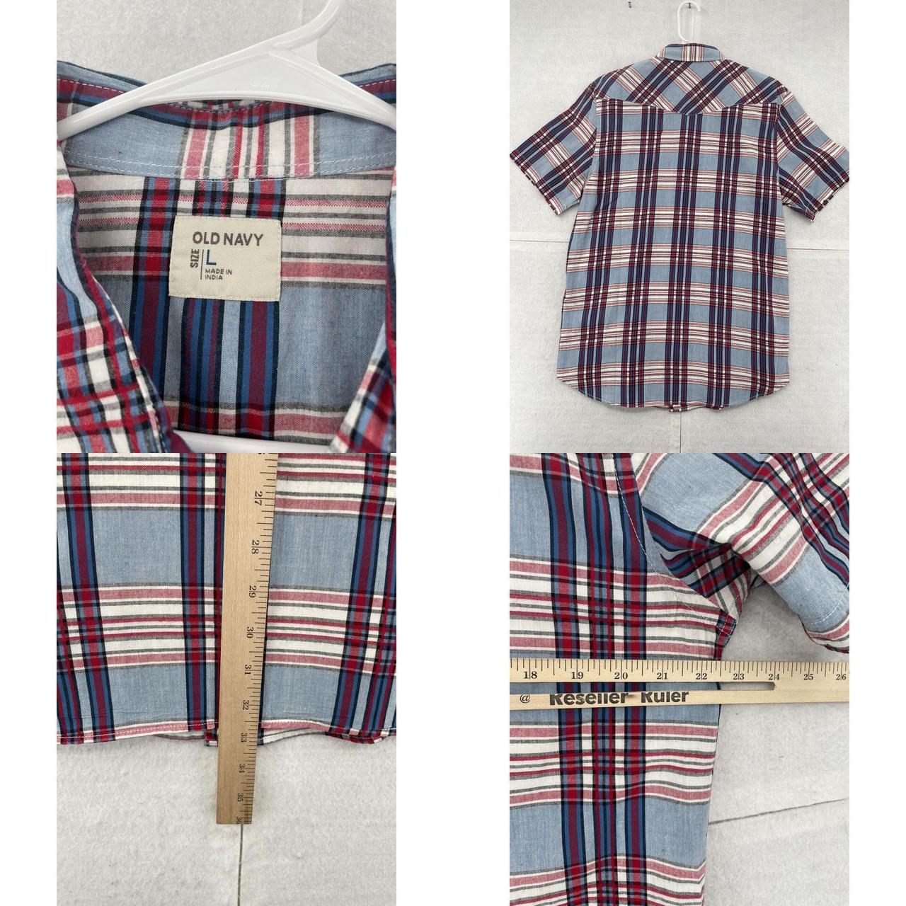 Adult Flannel Shirt - Red White Navy Blue