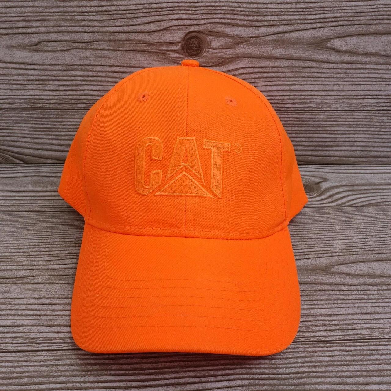 CAT CONSTRUCTION EQUIPMENT LOGO NEON ORANGE HUNTING... Depop