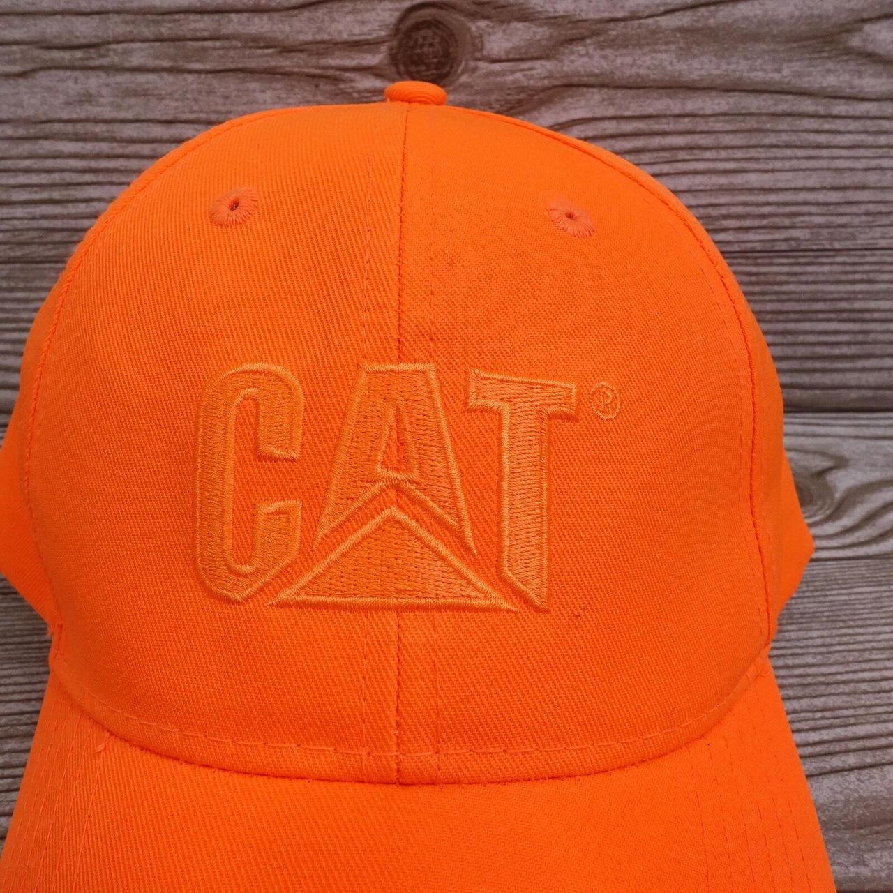 CAT CONSTRUCTION EQUIPMENT LOGO NEON ORANGE HUNTING... Depop