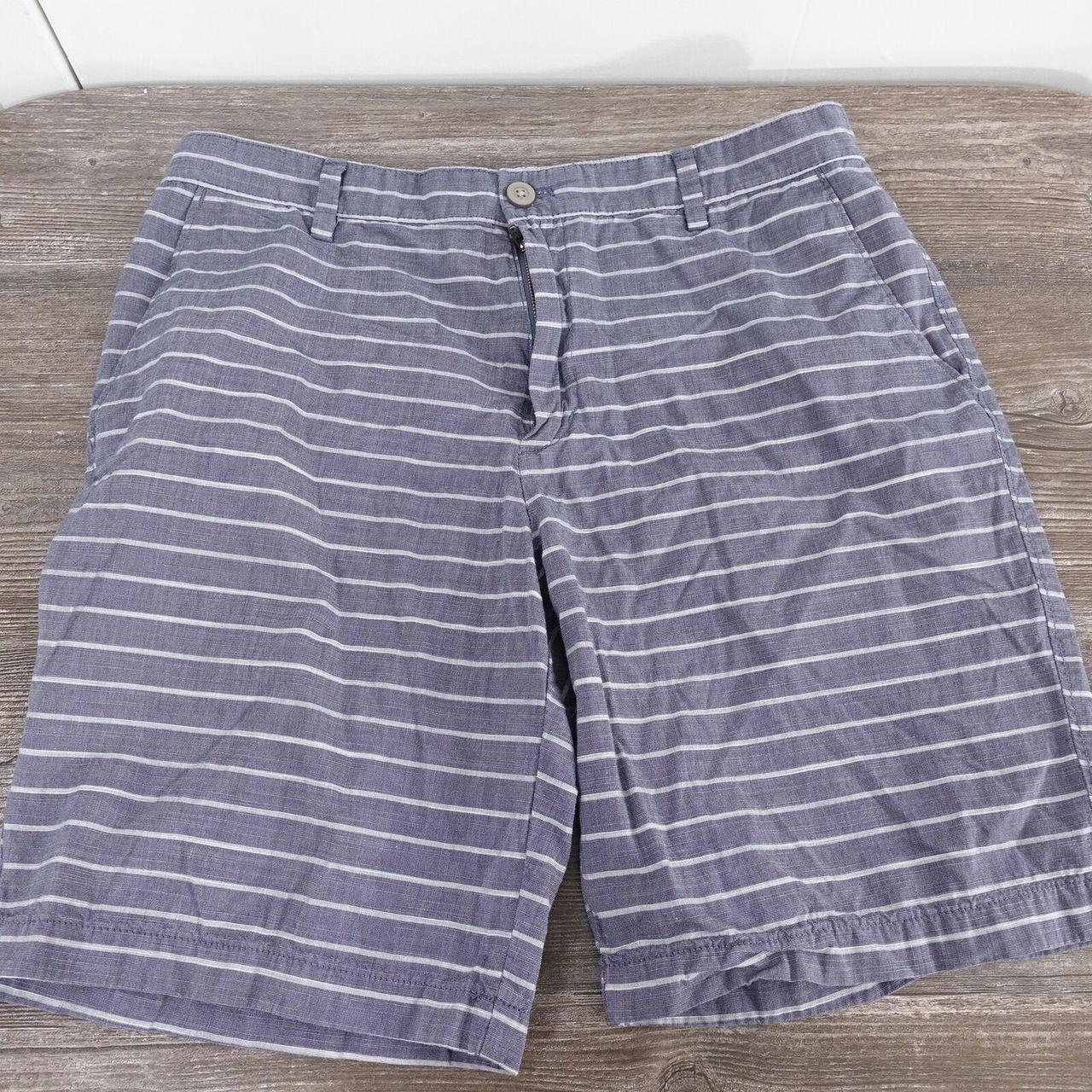 VAN HEUSEN NEVER TUCK STRAIGHT BLUE STRIPED SHORTS... - Depop