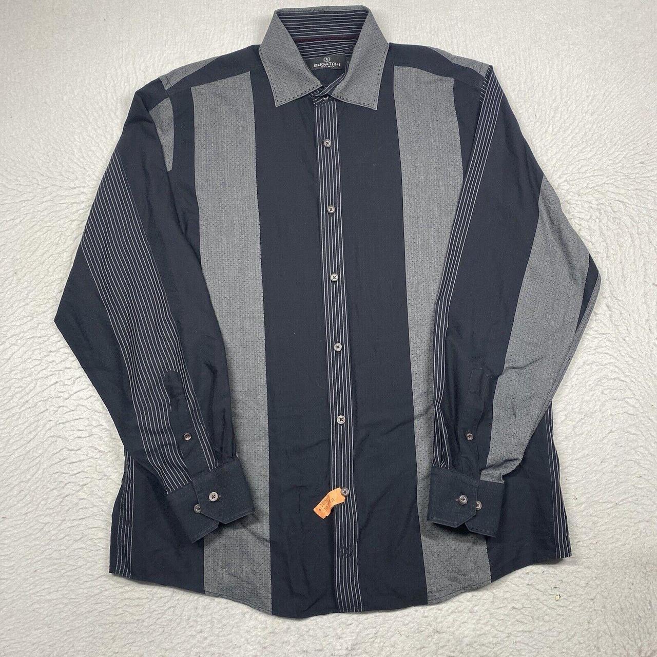 Bugatchi Uomo Shirt Mens Large Black Gray Button Up... - Depop