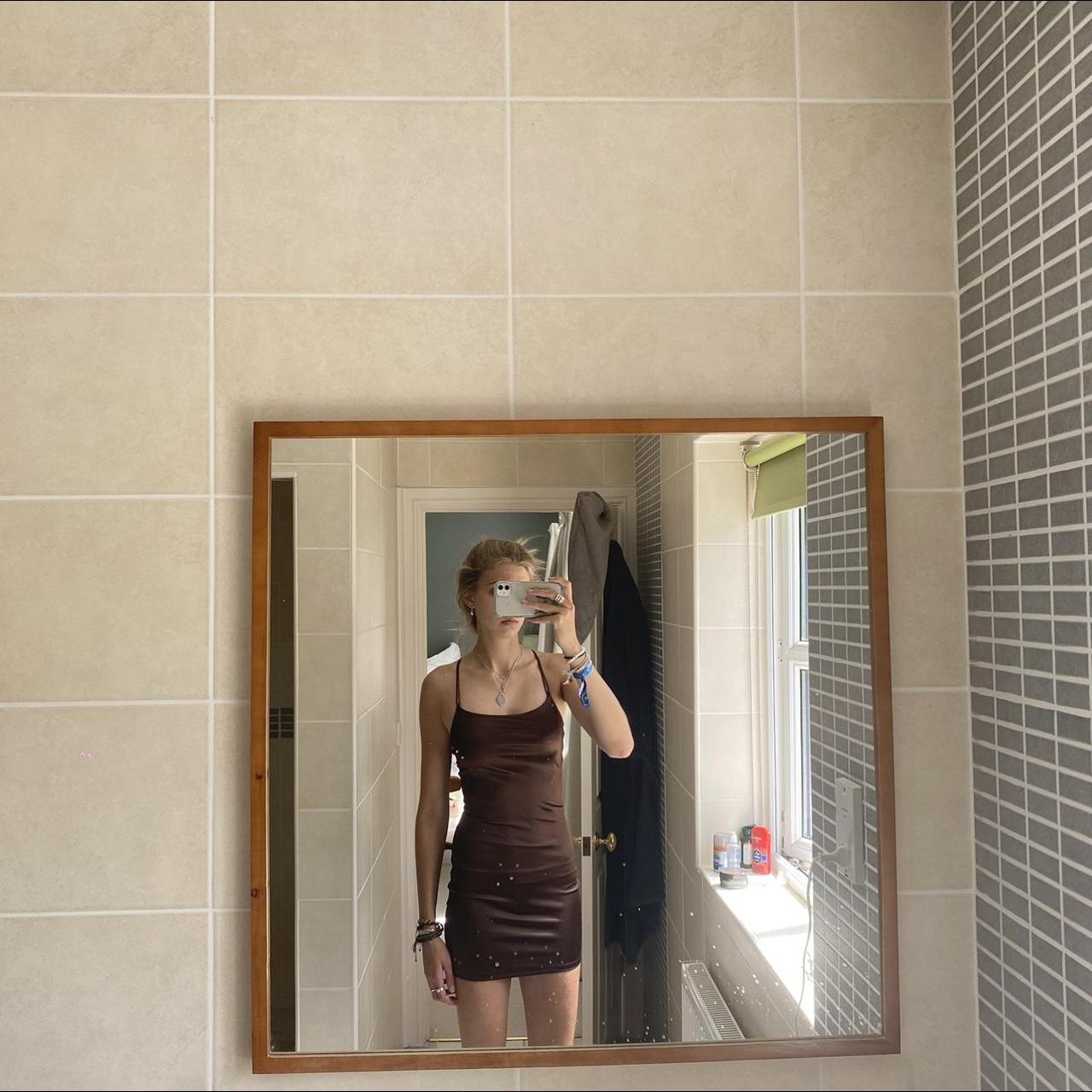 Great condition divided h and m dress Brown satin... Depop