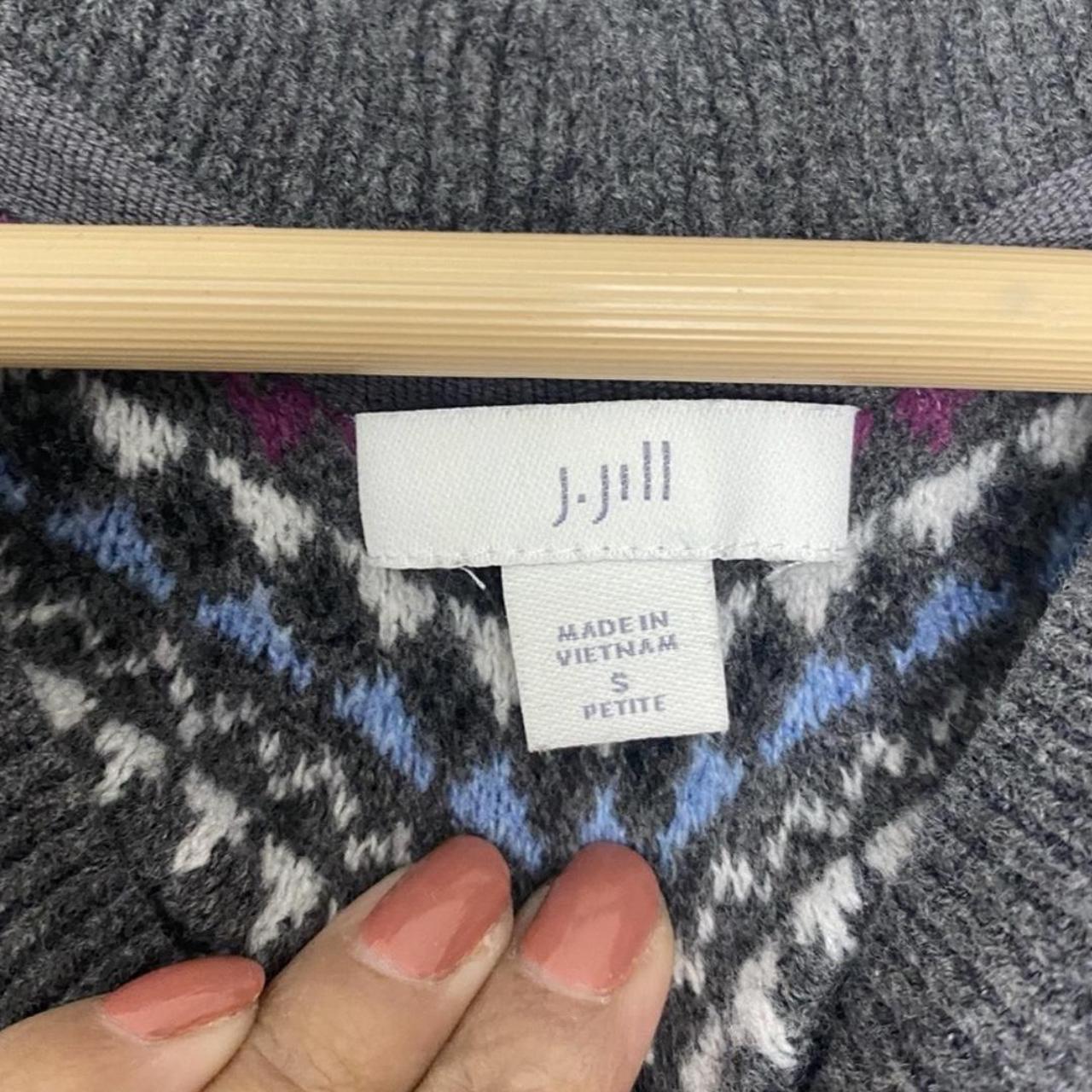 J Jill FAIR ISLE YOKE SWEATER Grey White Women S Depop