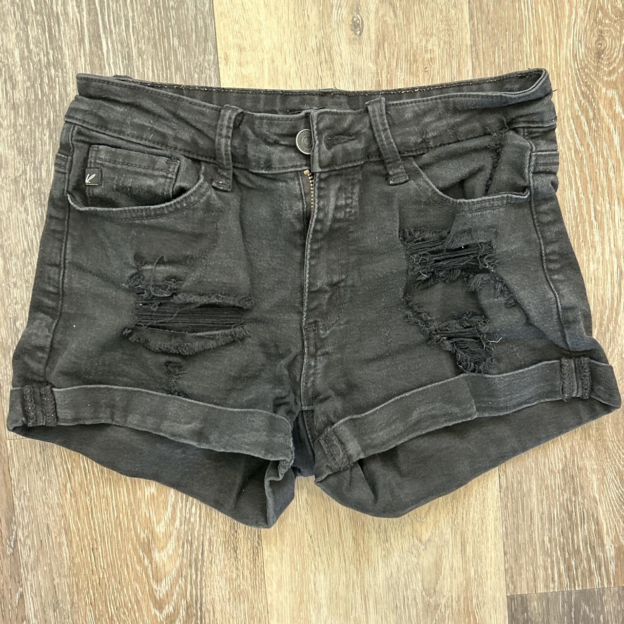 KanCan black denim distressed shorts, skinny fit,... - Depop