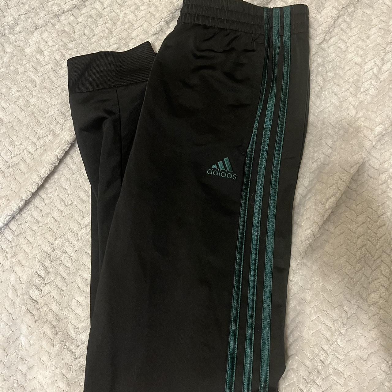 Green striped adidas track pants Boys/youth XL fits... - Depop