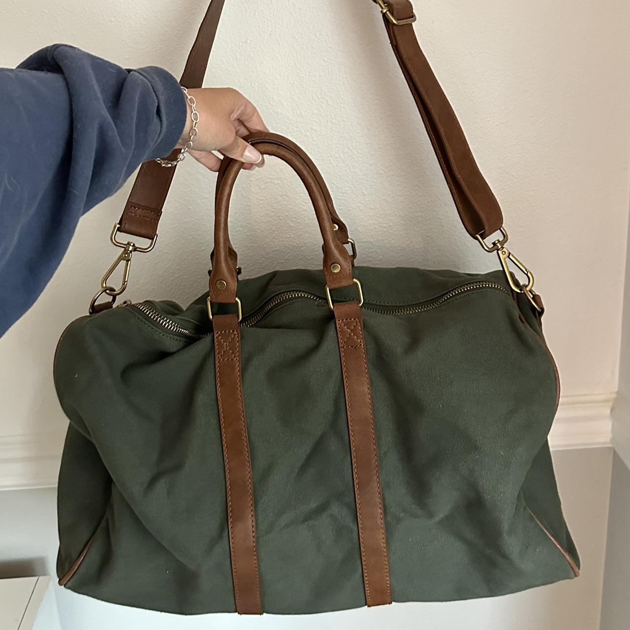 Brandy Melville green/brown duffel bag. Worn a... Depop