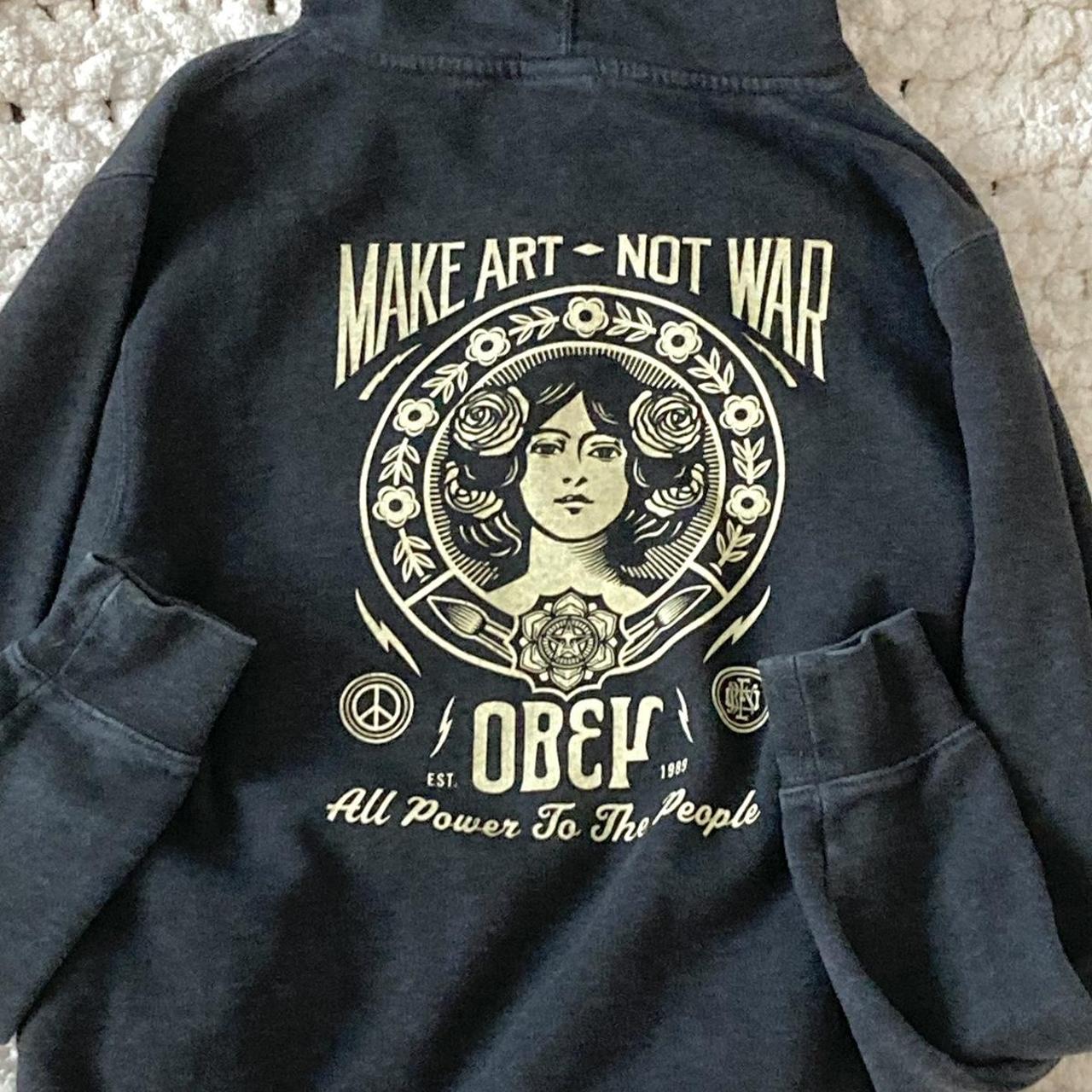  limited edition make art not war obey hoodie size depop