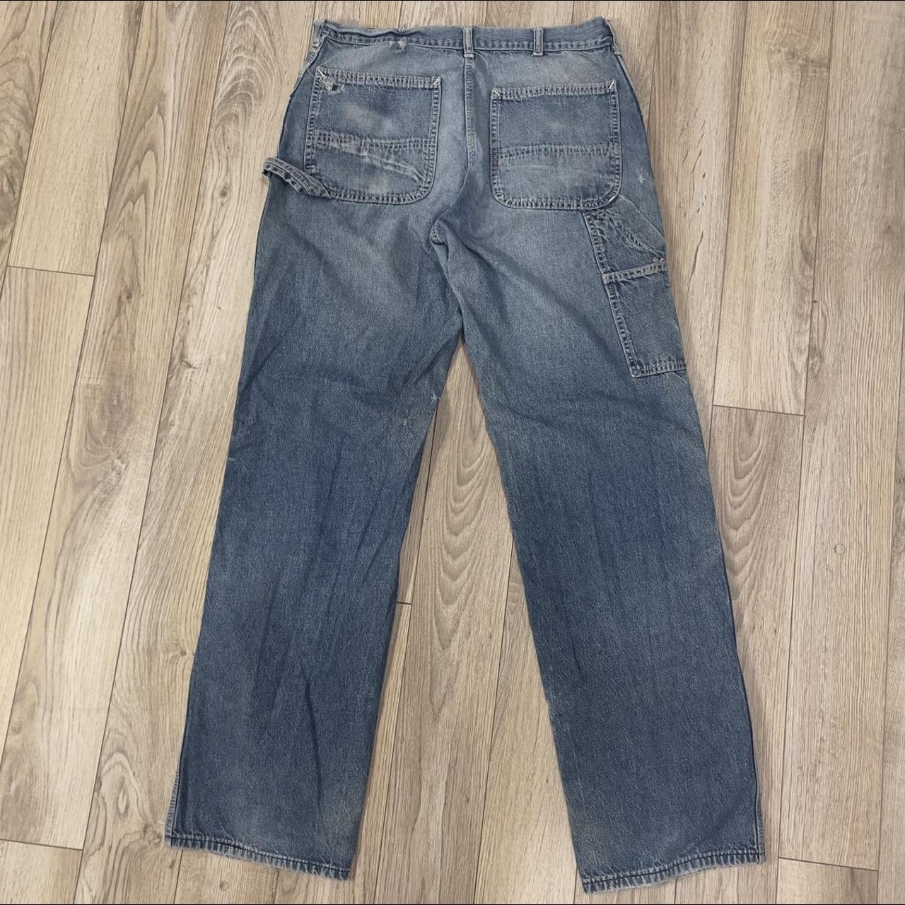 Vintage Carhartt Dungaree Denim Pants Thrashed And... - Depop