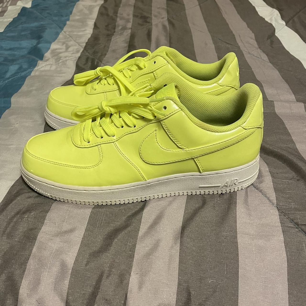 Old pair of patent leather lime green nike air force - Depop