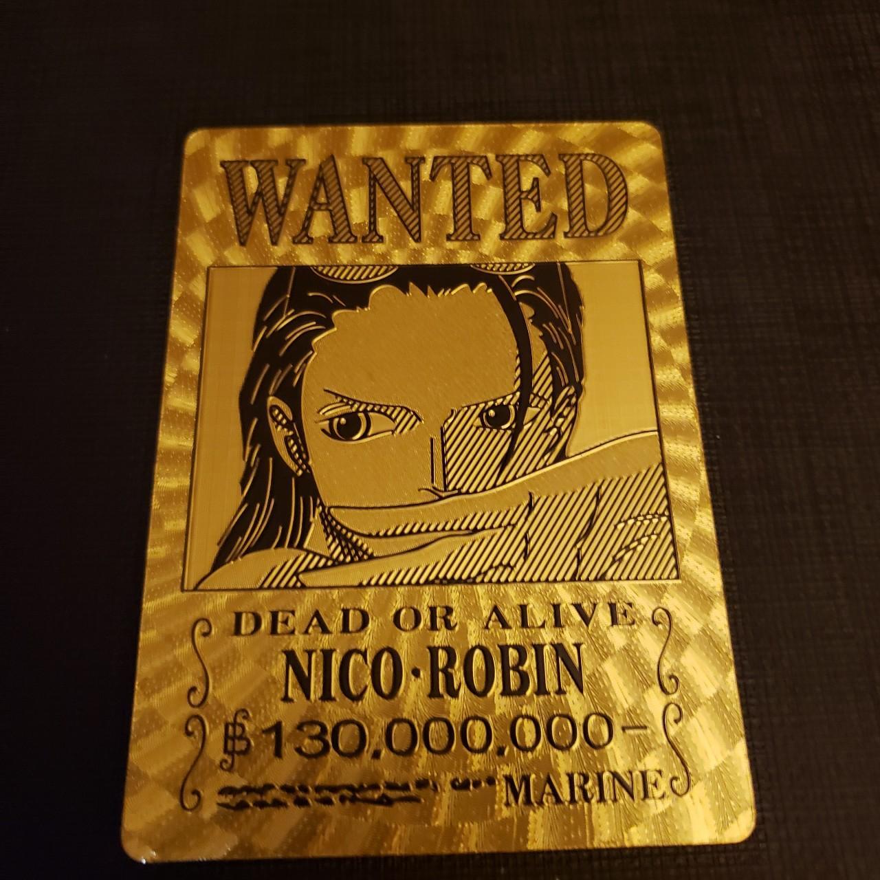 One piece Nico Robin wanted gold textured card Card... - Depop