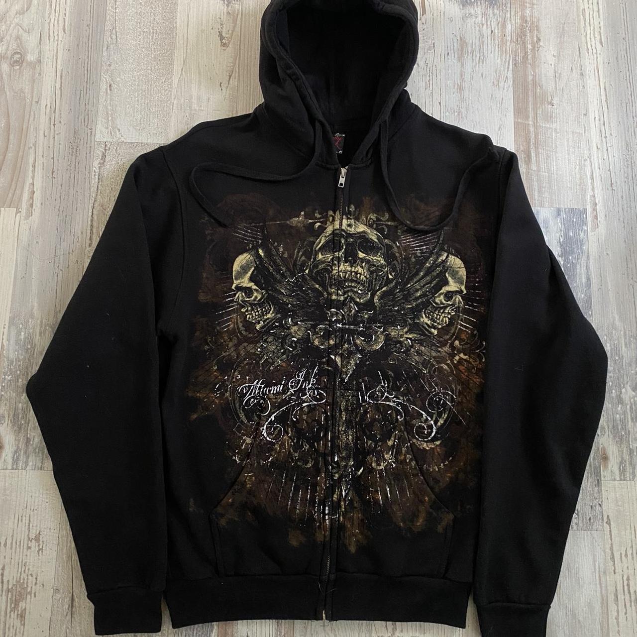 miami ink zip hoodie with crazy... - Depop