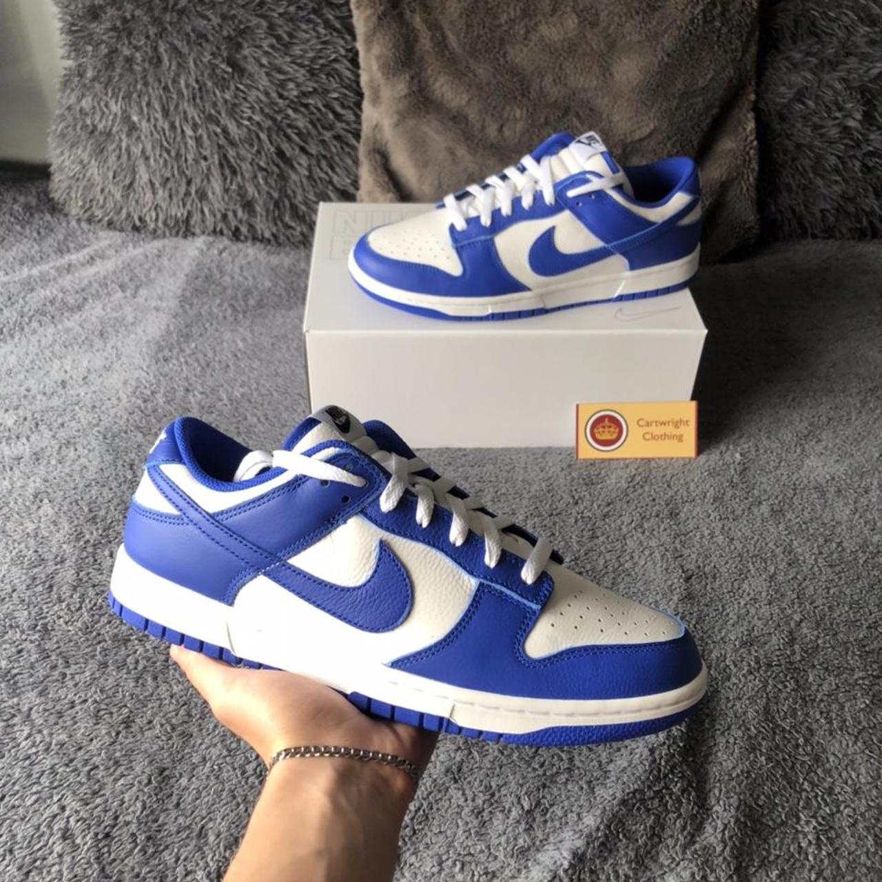 Nike Men's Blue and White Trainers | Depop