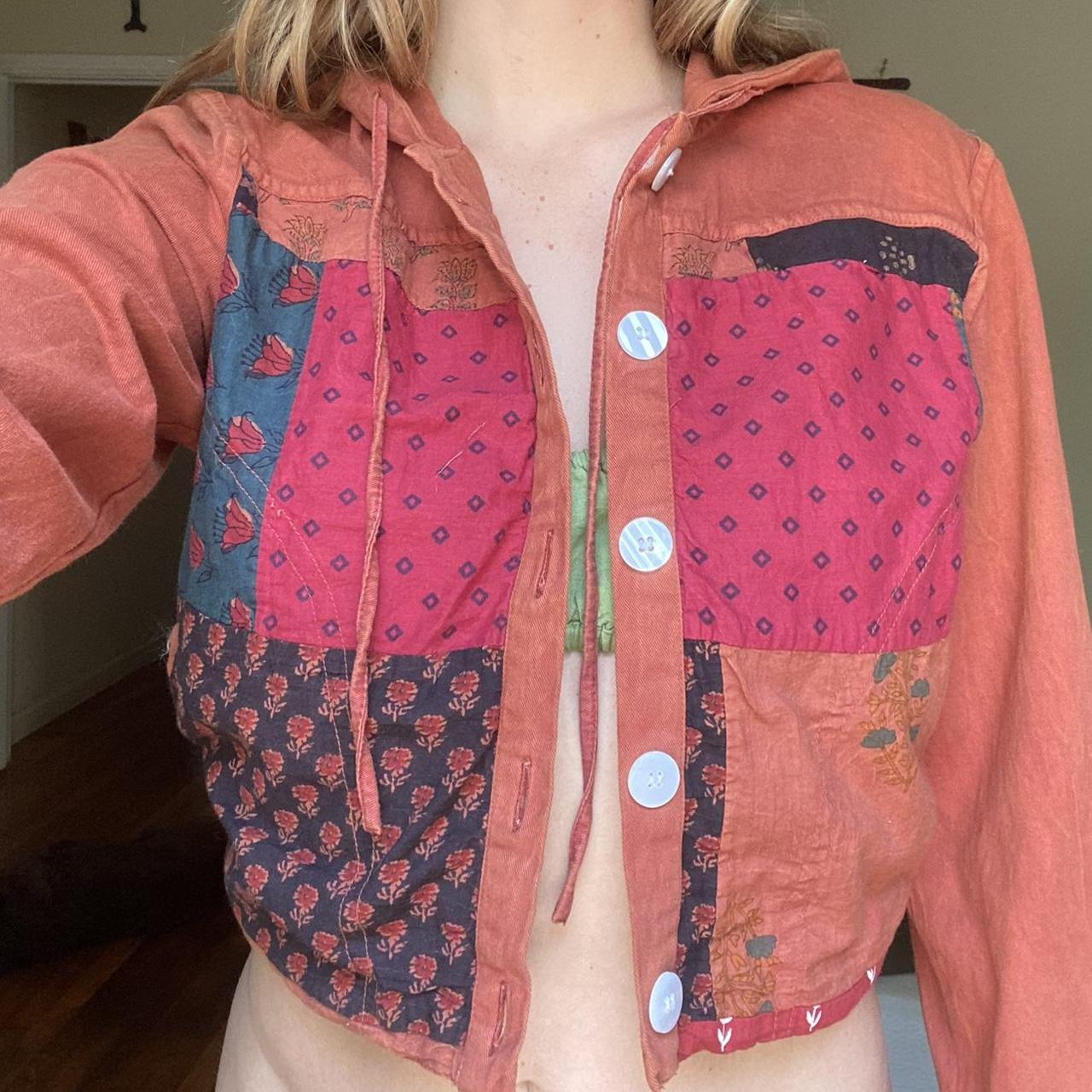 earthbound kantha quilt cropped jacket terracotta... Depop