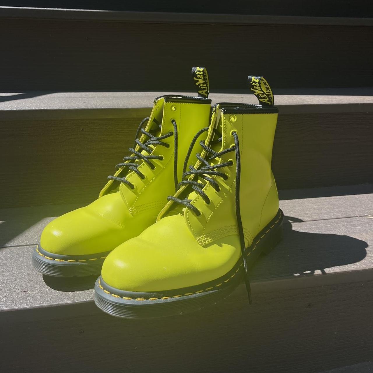 Dr. Martens neon green and yellow boots M 9 W 10 Depop