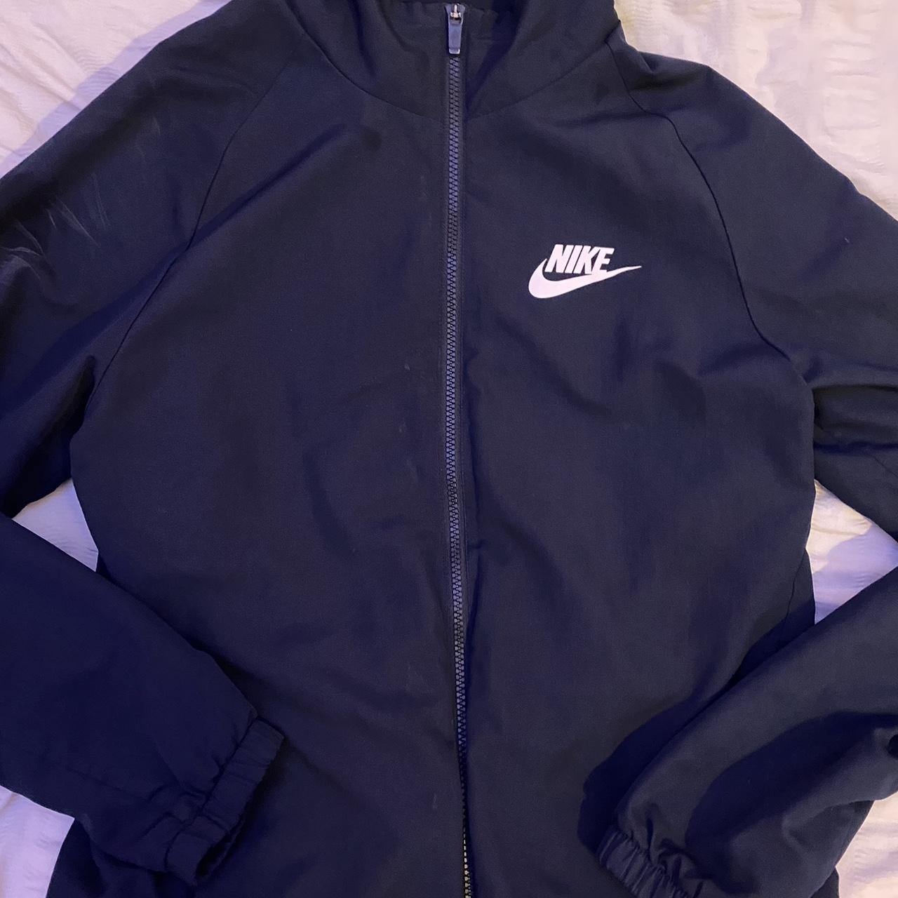 navy nike windbreaker jacket marks on front and arms... - Depop