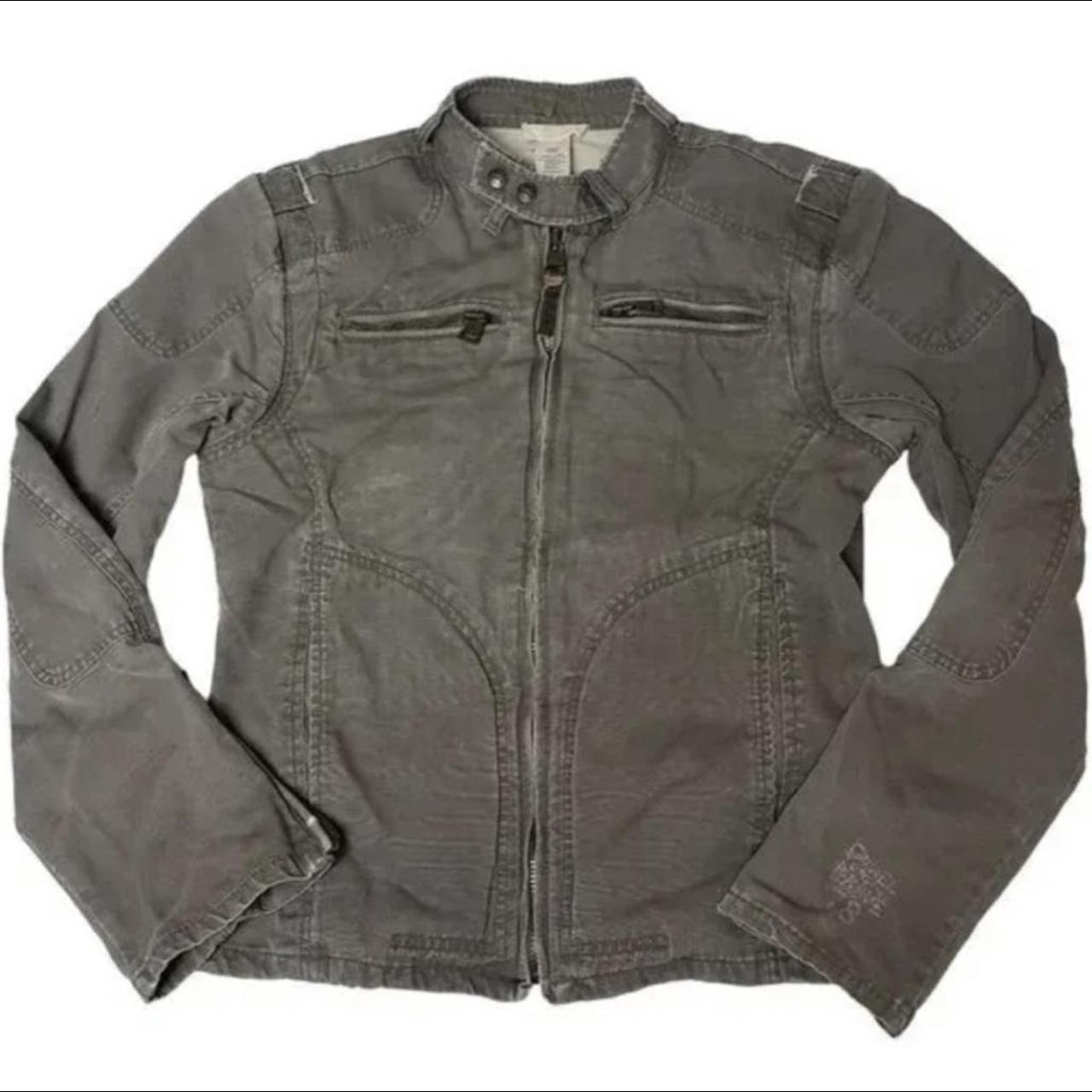 diesel racer moto jacket army green women’s large... Depop