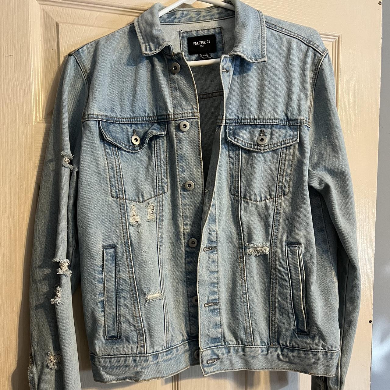 Medium Men s Distressed Jean Jacket from Forever 21