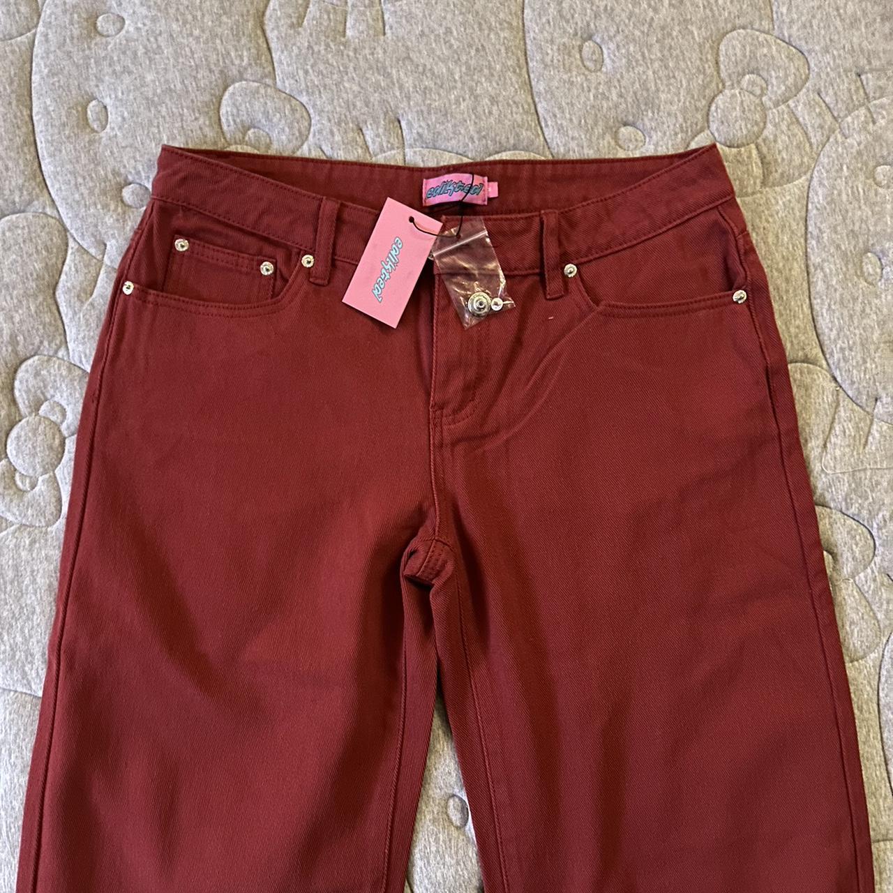 Edikted Roman Low Rise Slouchy Jeans ~ Burgundy... - Depop