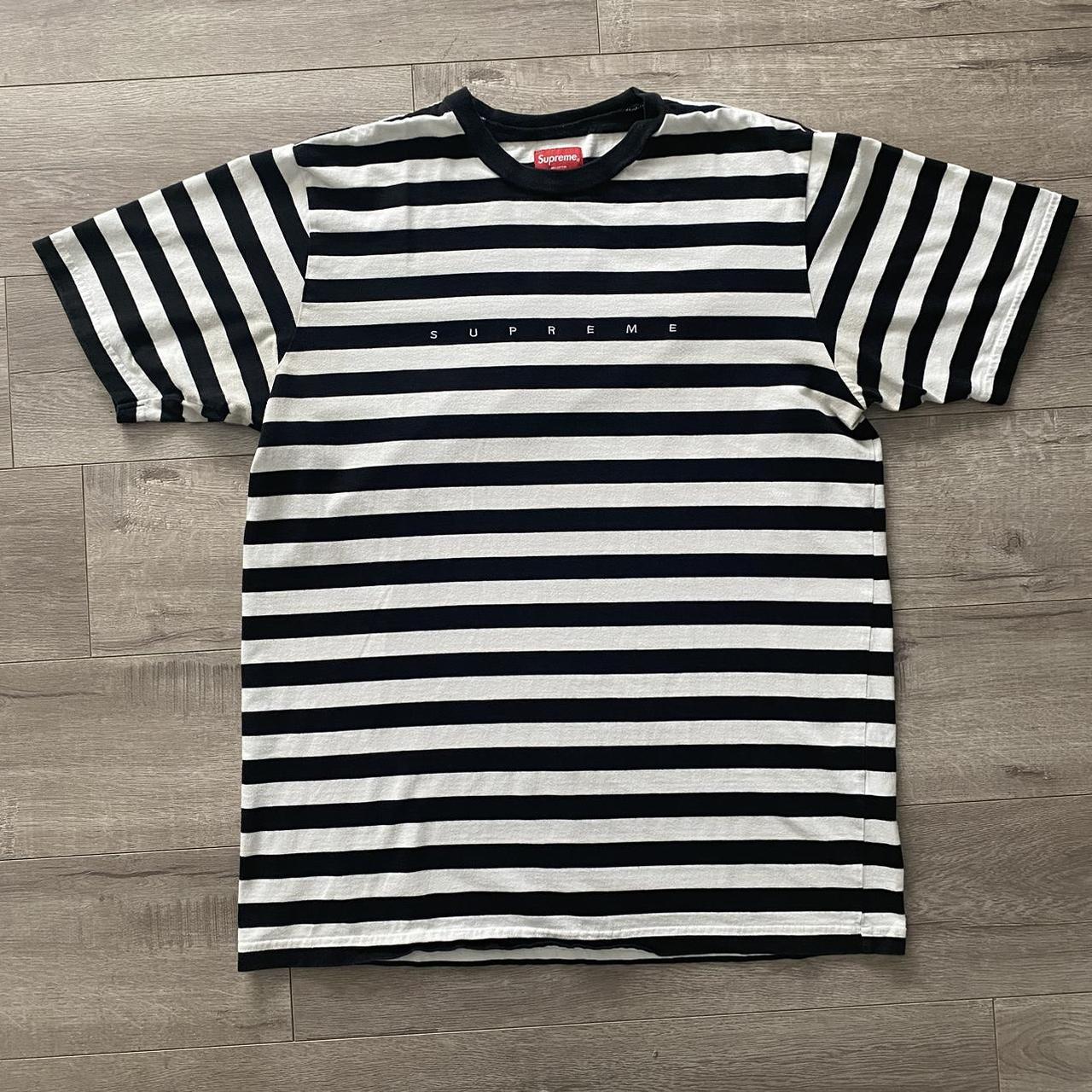 Supreme Bar Stripe Shirt In Black and White Size... - Depop