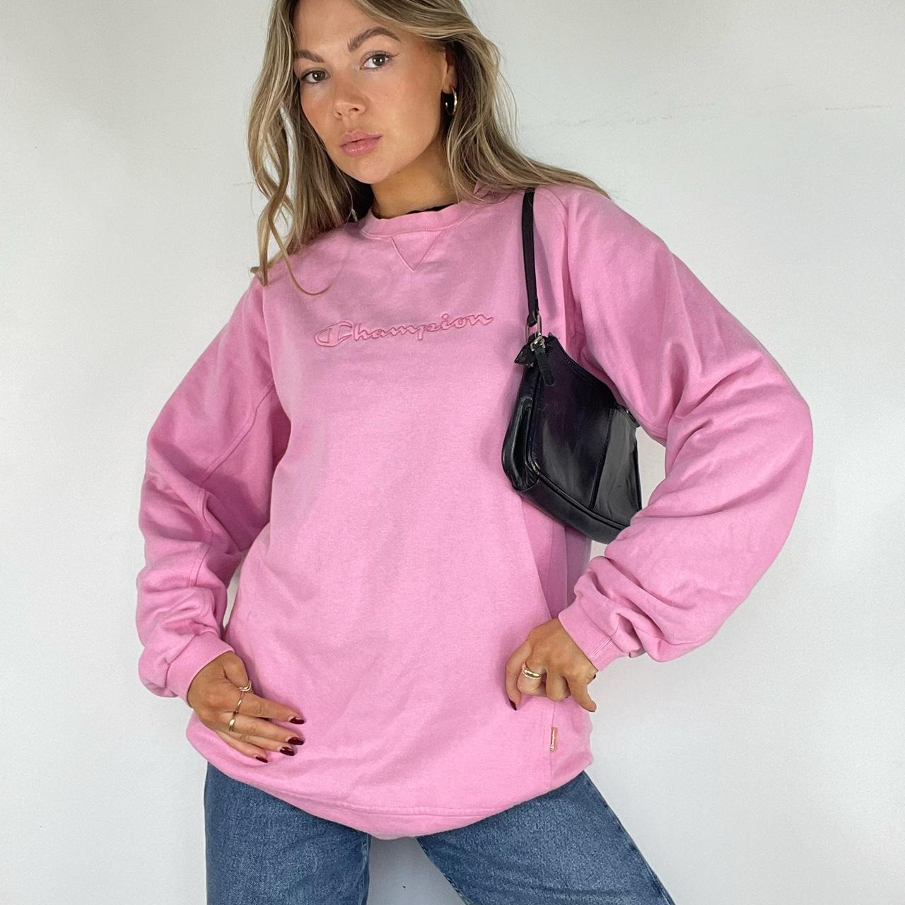 Vintage champion sweatshirt Pink spell out jumper Depop