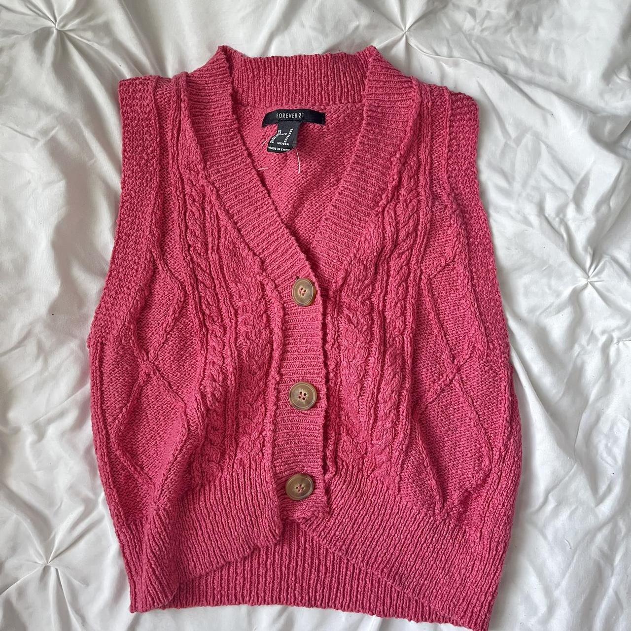 Cute pink sleeveless sweater vest Size medium... - Depop