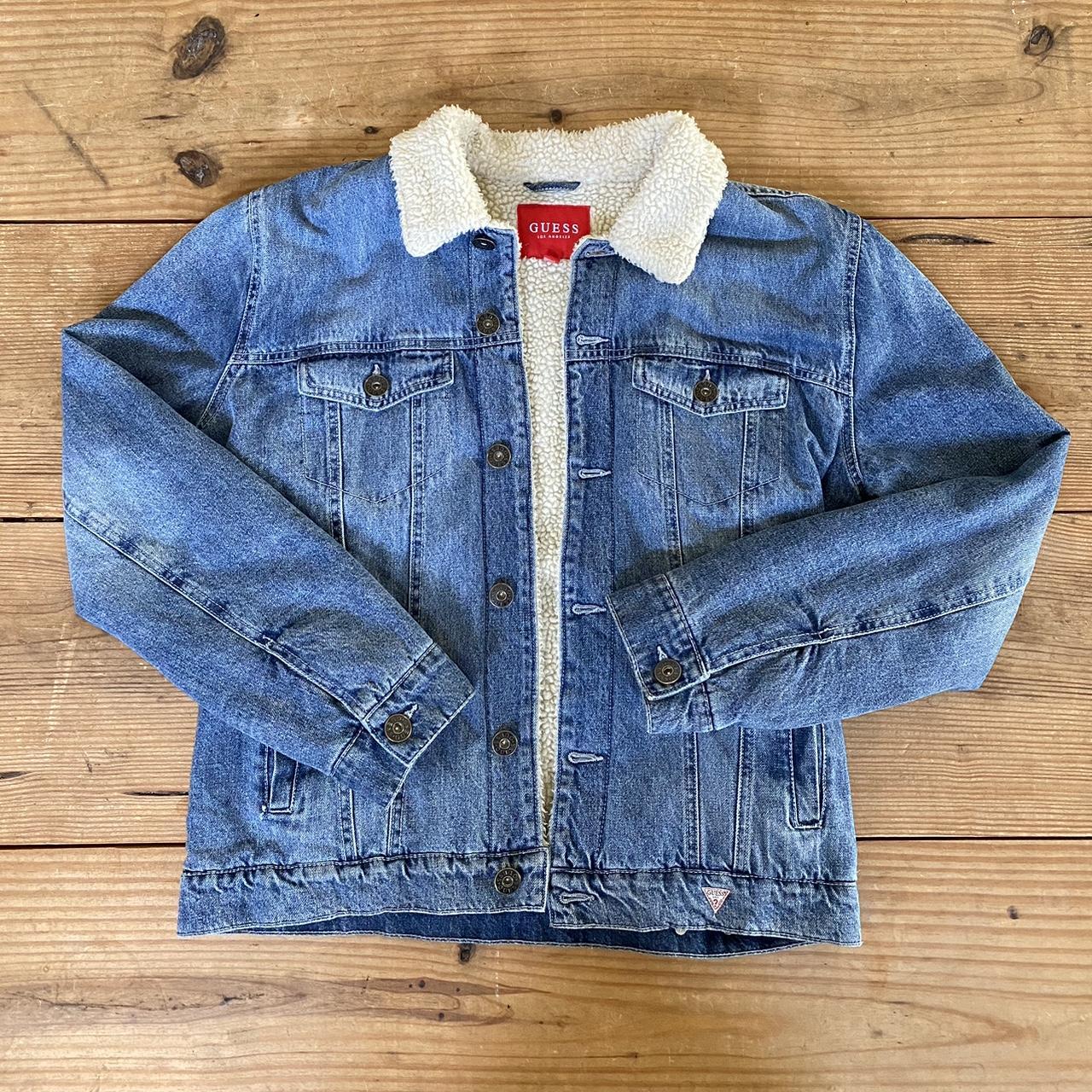 Guess Sherpa lined denim jacket super warm and comfy... - Depop