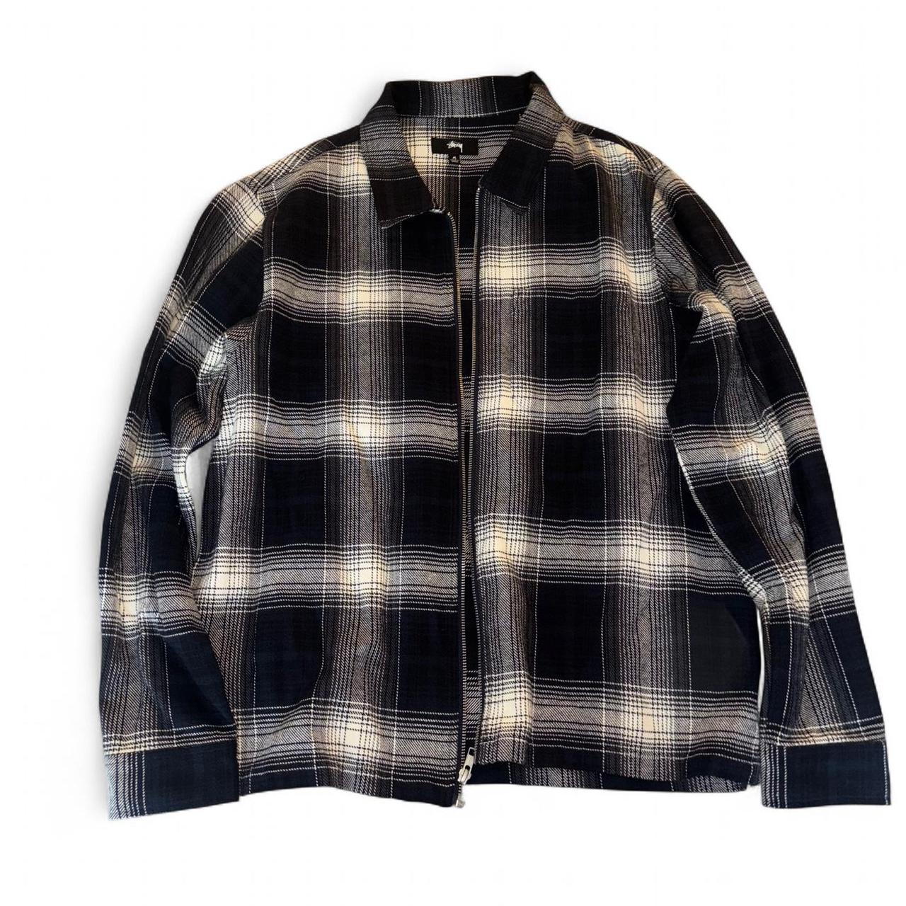 Plaid stussy-jacket - Depop