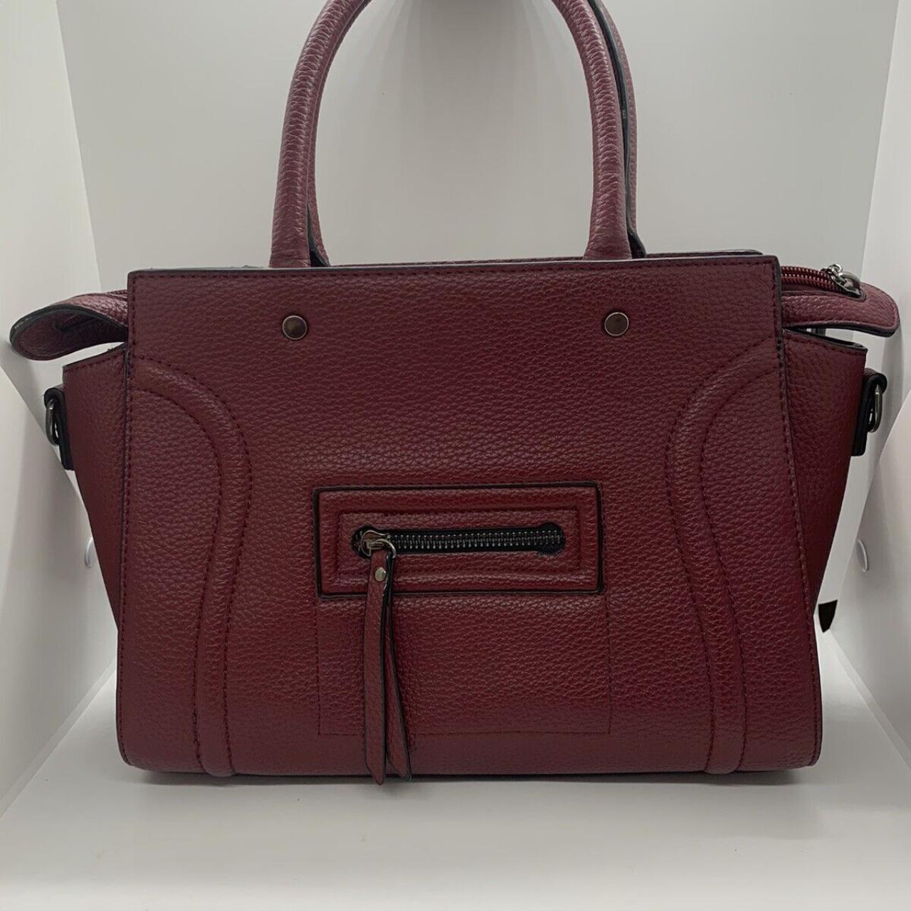 M&E Dark Red Burgundy Square Handbag 100%...