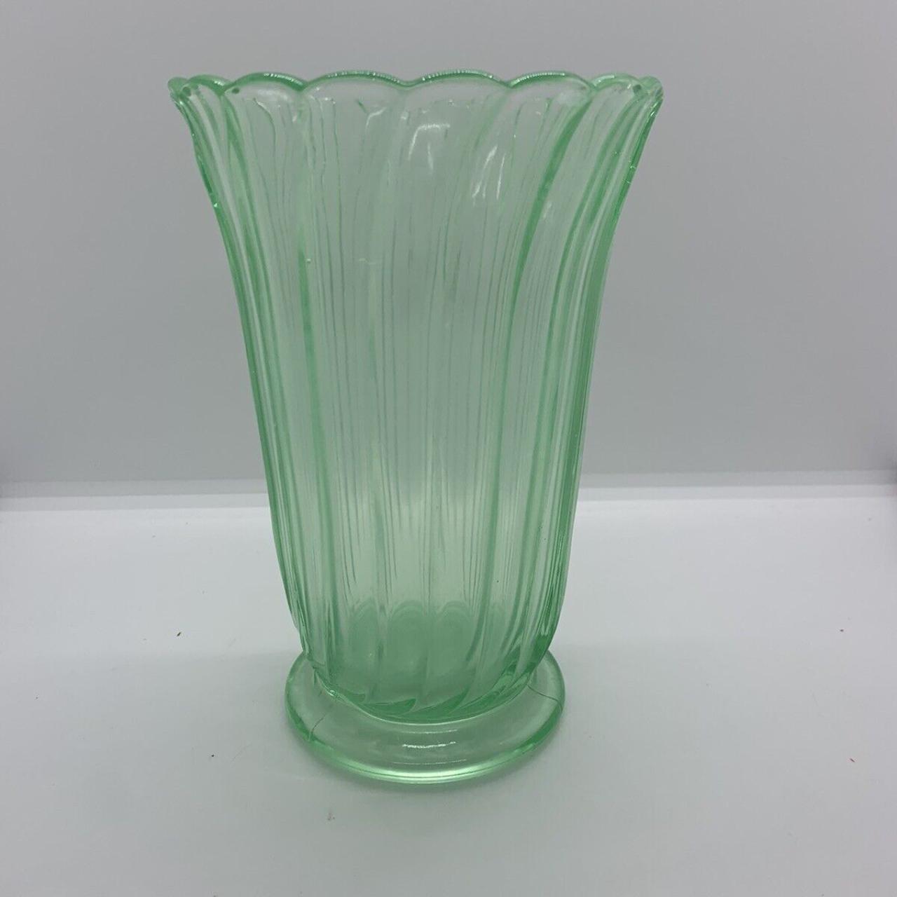 Art Deco Uranium Green Glass Vase Bagley Carnival Depop 0150