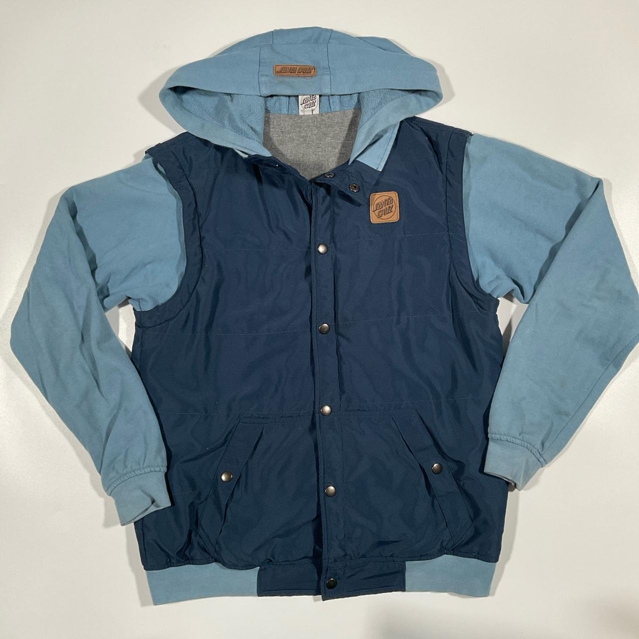 Santa Cruz navy and blue hoodie with built in gilet.... - Depop
