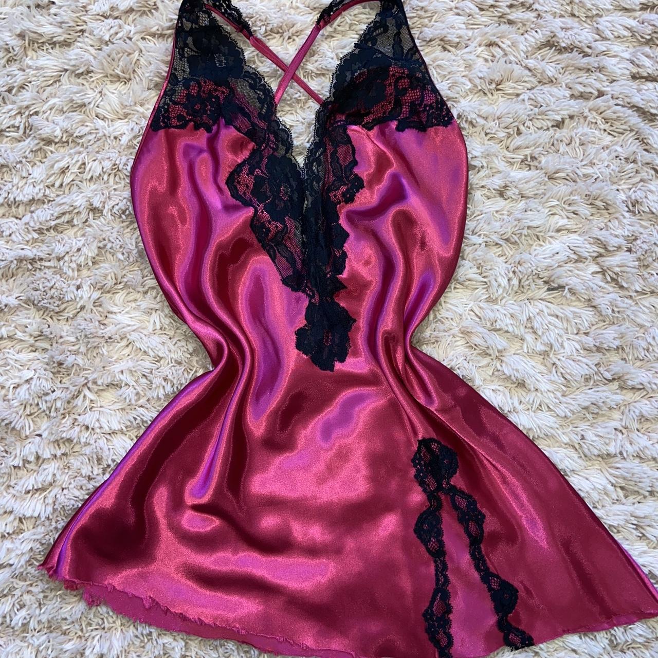 Victoria's Secret Women's Pink and Black Dress | Depop