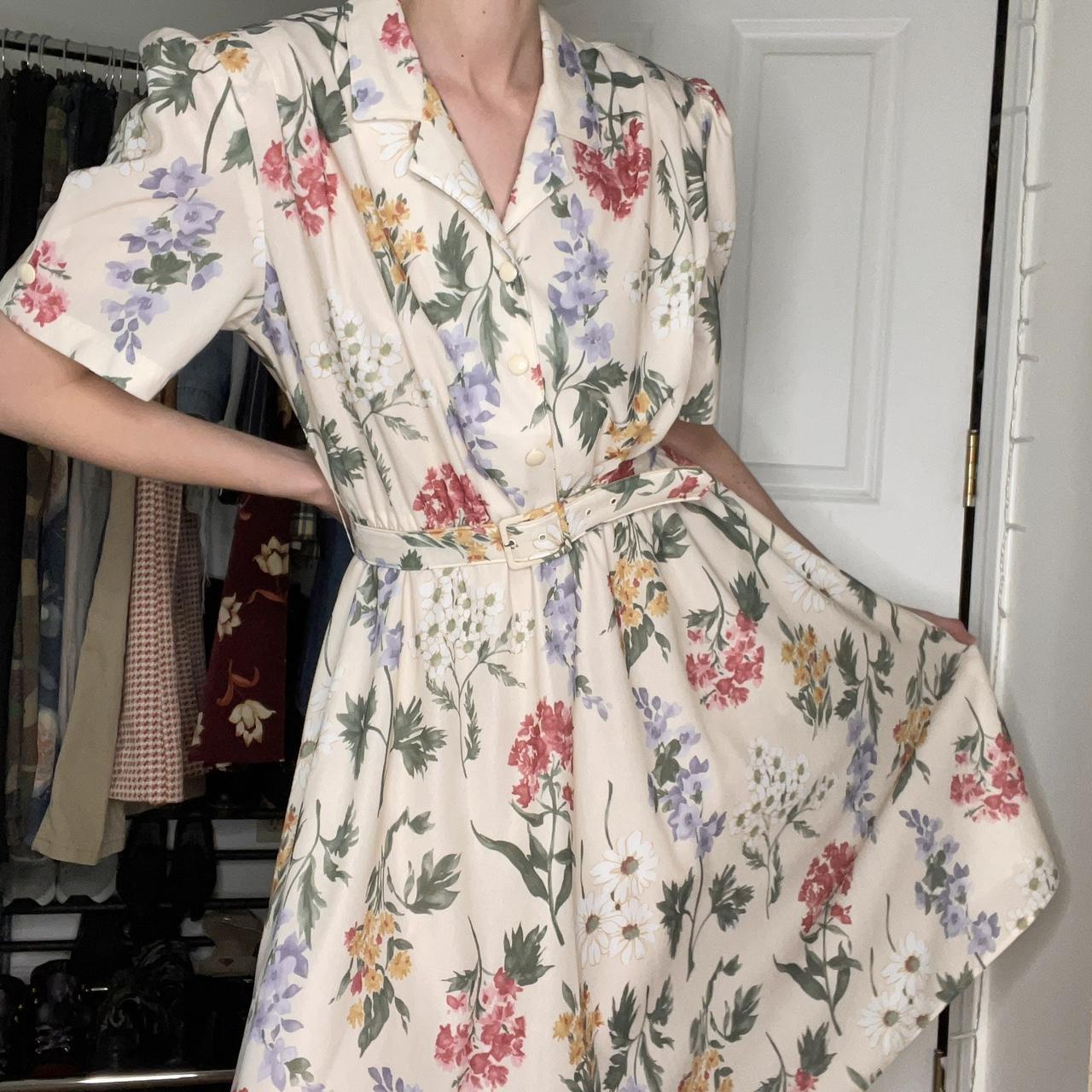 California Looks Women's Cream and Green Dress (7)