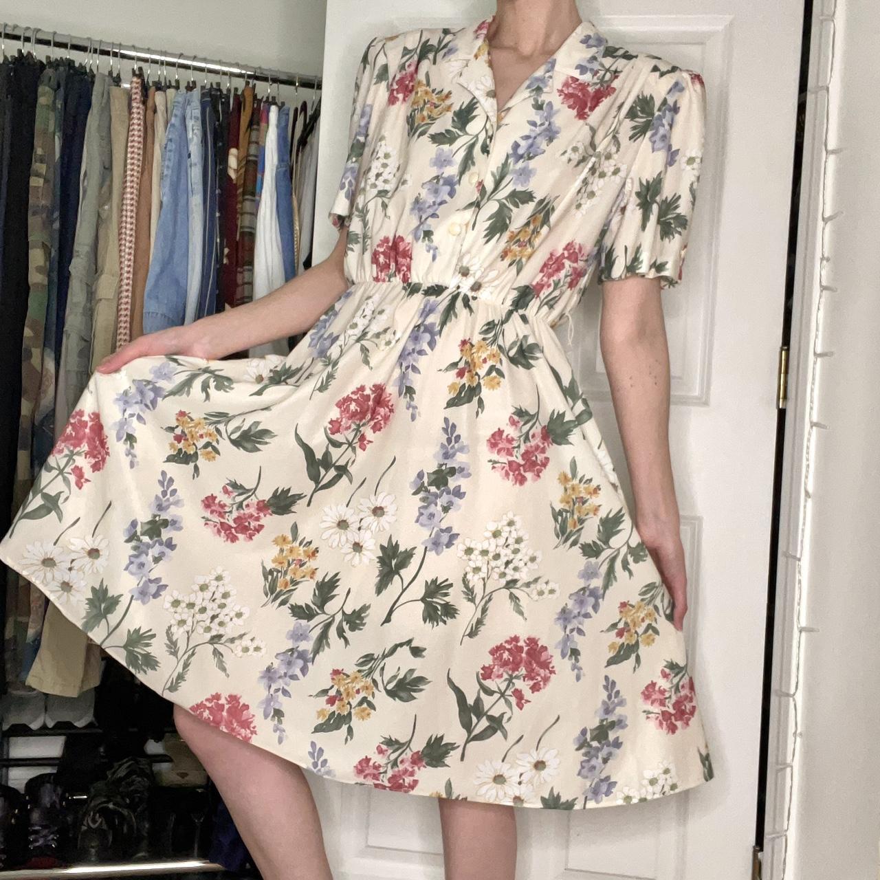 California Looks Women's Cream and Green Dress (8)