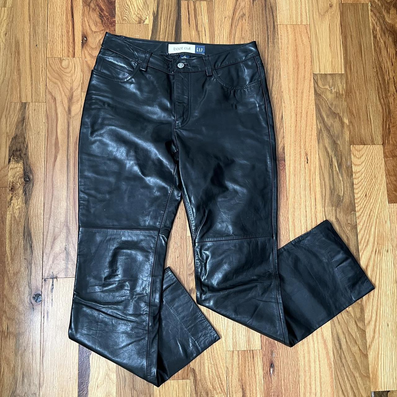 vintage GAP leather pants. Size 6. waist measures 32... - Depop