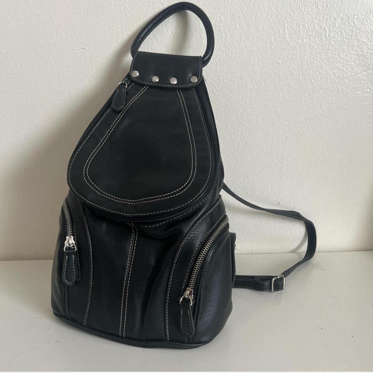 Black leather backpack silver hardware best sale