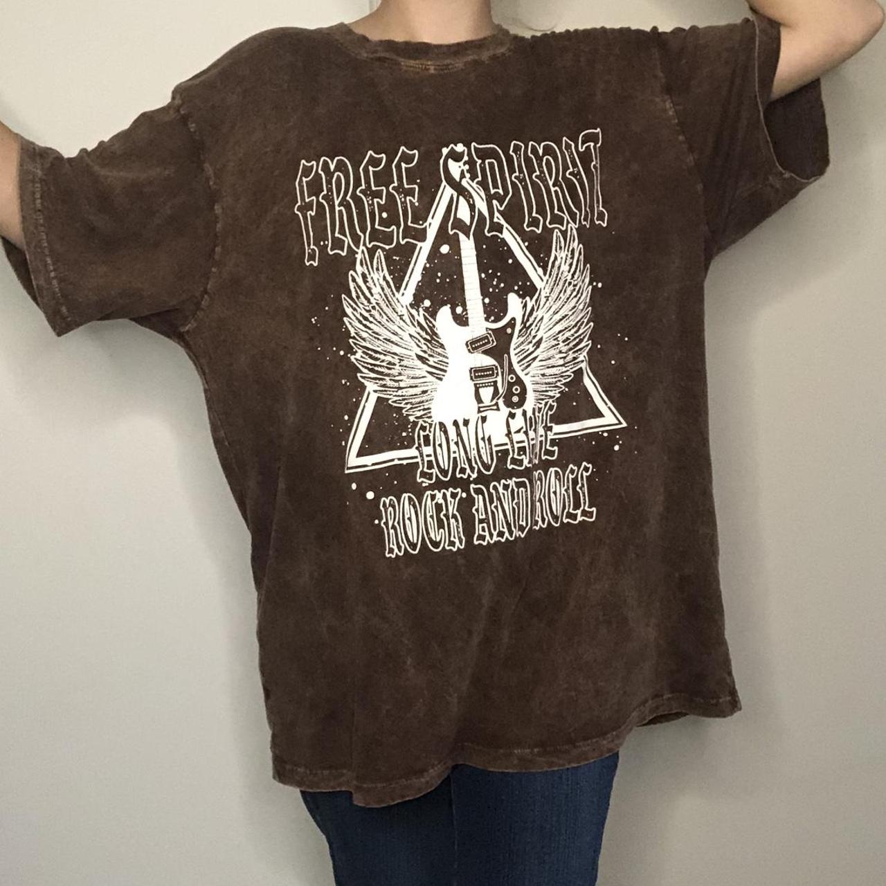 Rustic Grunge Tee Shirt Acid Wash Brown T-shirt... - Depop