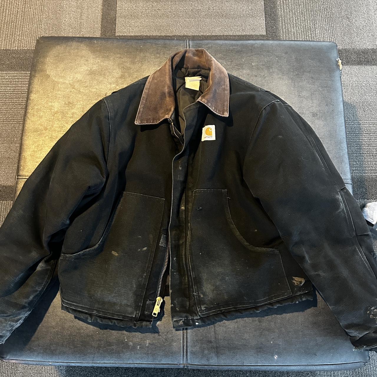 vintage corduroy lined bomber carhartt jacket in... - Depop