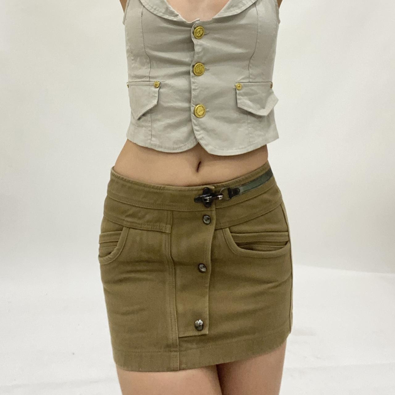 Diesel y2k khaki mini skirt Size XS Delivery... Depop
