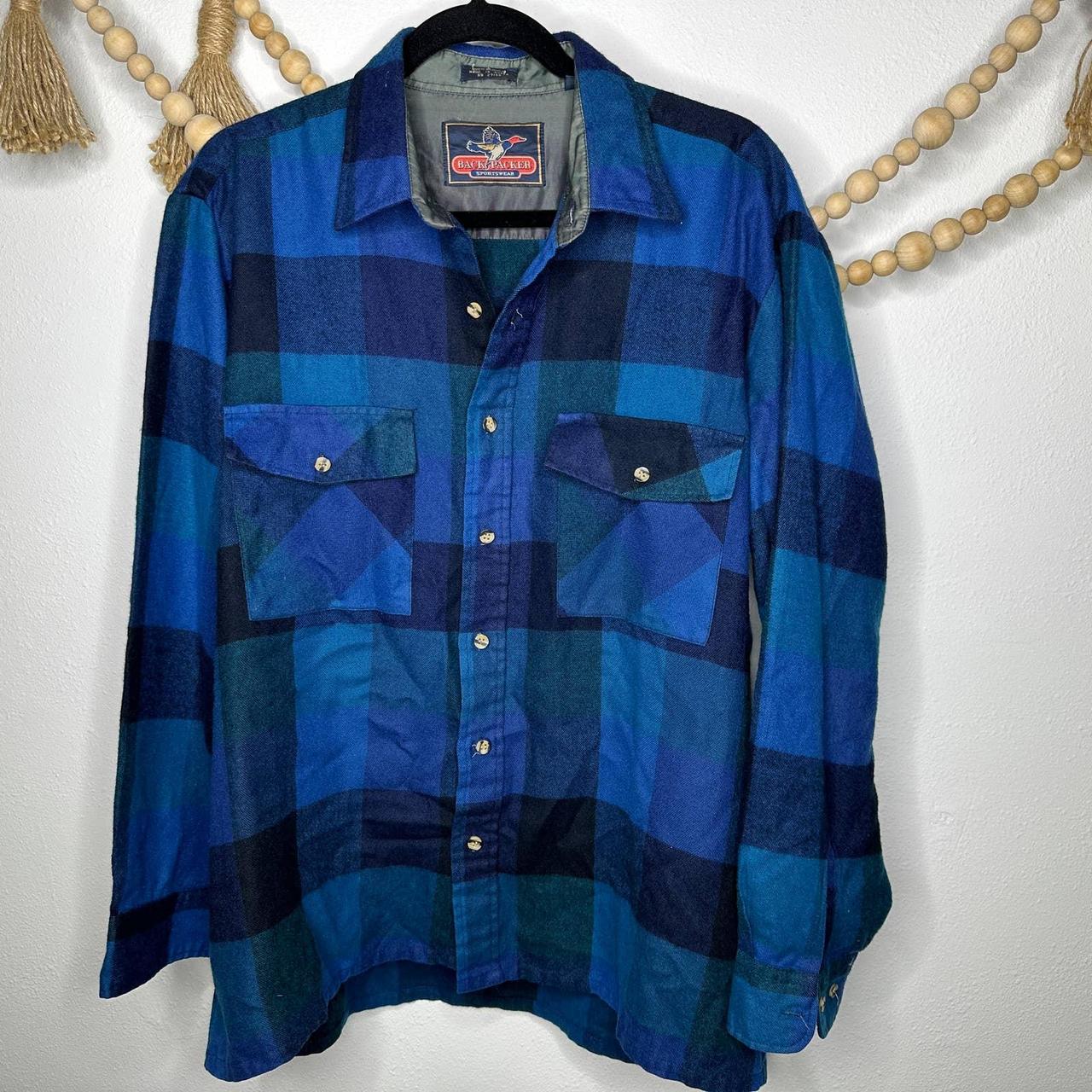 Vintage Back Packer Flannel Plaid Button Down with - Depop