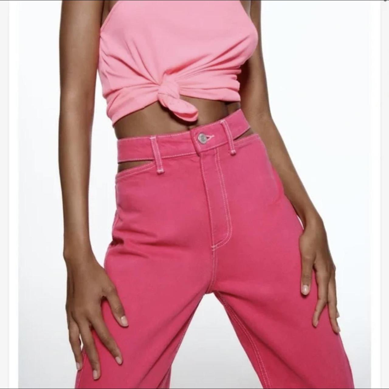 Pink cut best sale up jeans