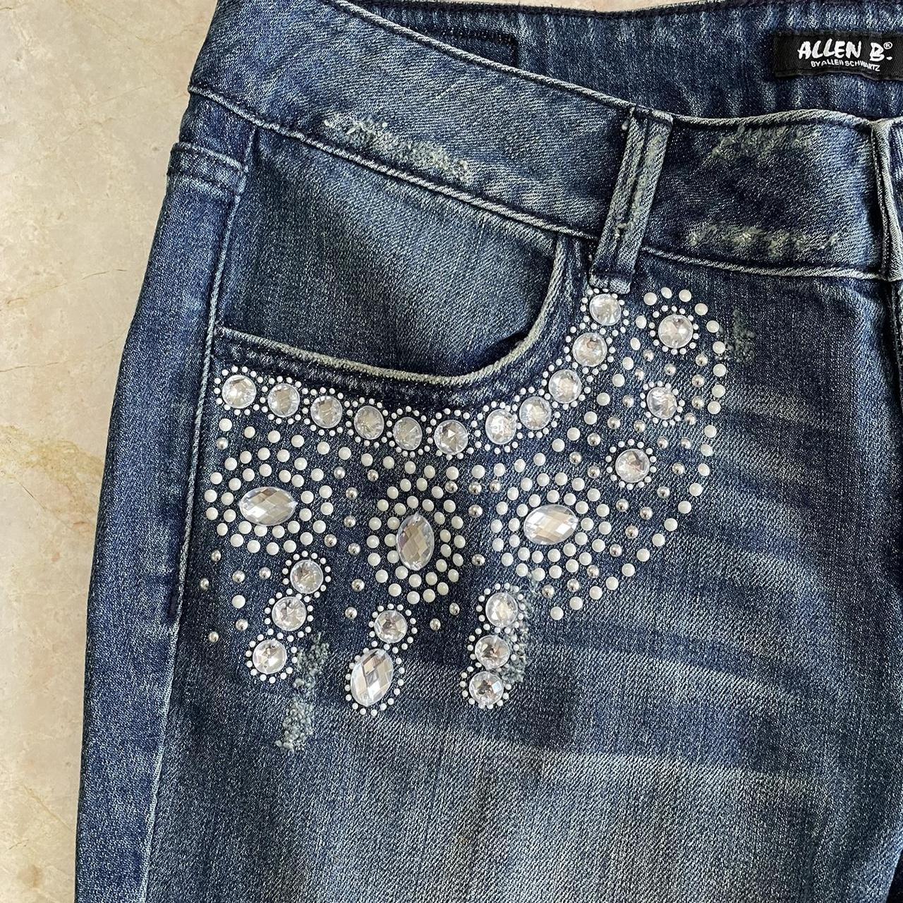 Embellished Dark Denim Jeans Brand: Allen B. Size:... - Depop