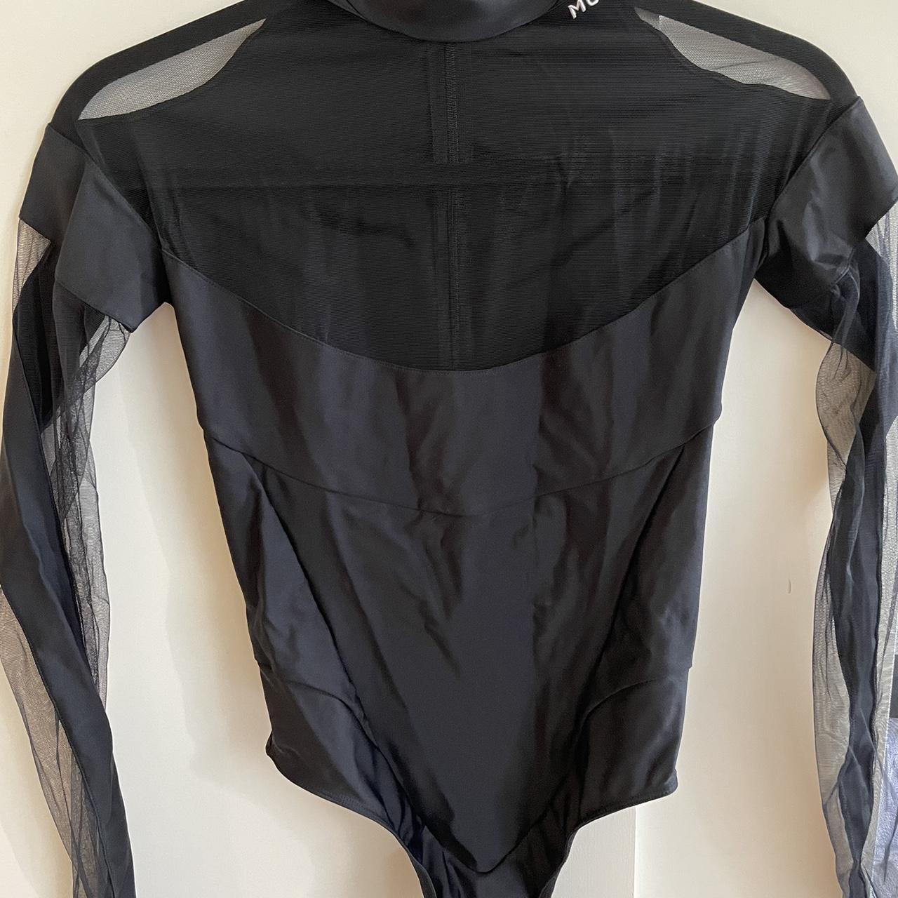 Mugler illusion-neck panelled bodysuit size 36 Worn | Depop