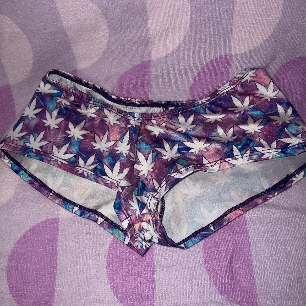 Weed booty shorts 💜💙 From sex store in Las Vegas... - Depop